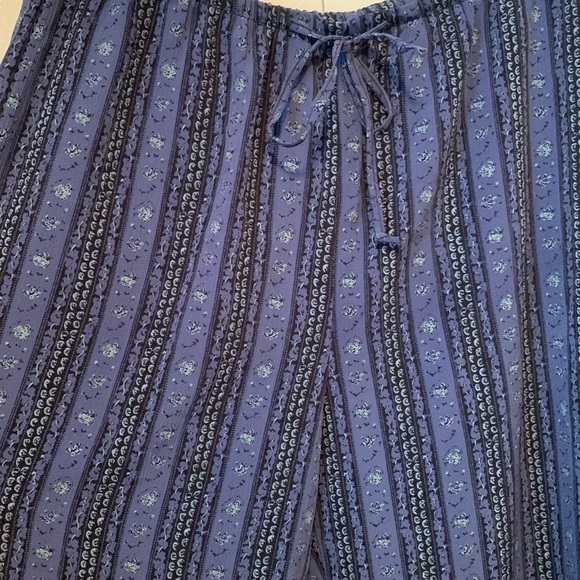 Vintage Jessica Indigo Vertically Patterned Stripe Stretch Tie Pants Size Large - Picture 2 of 6